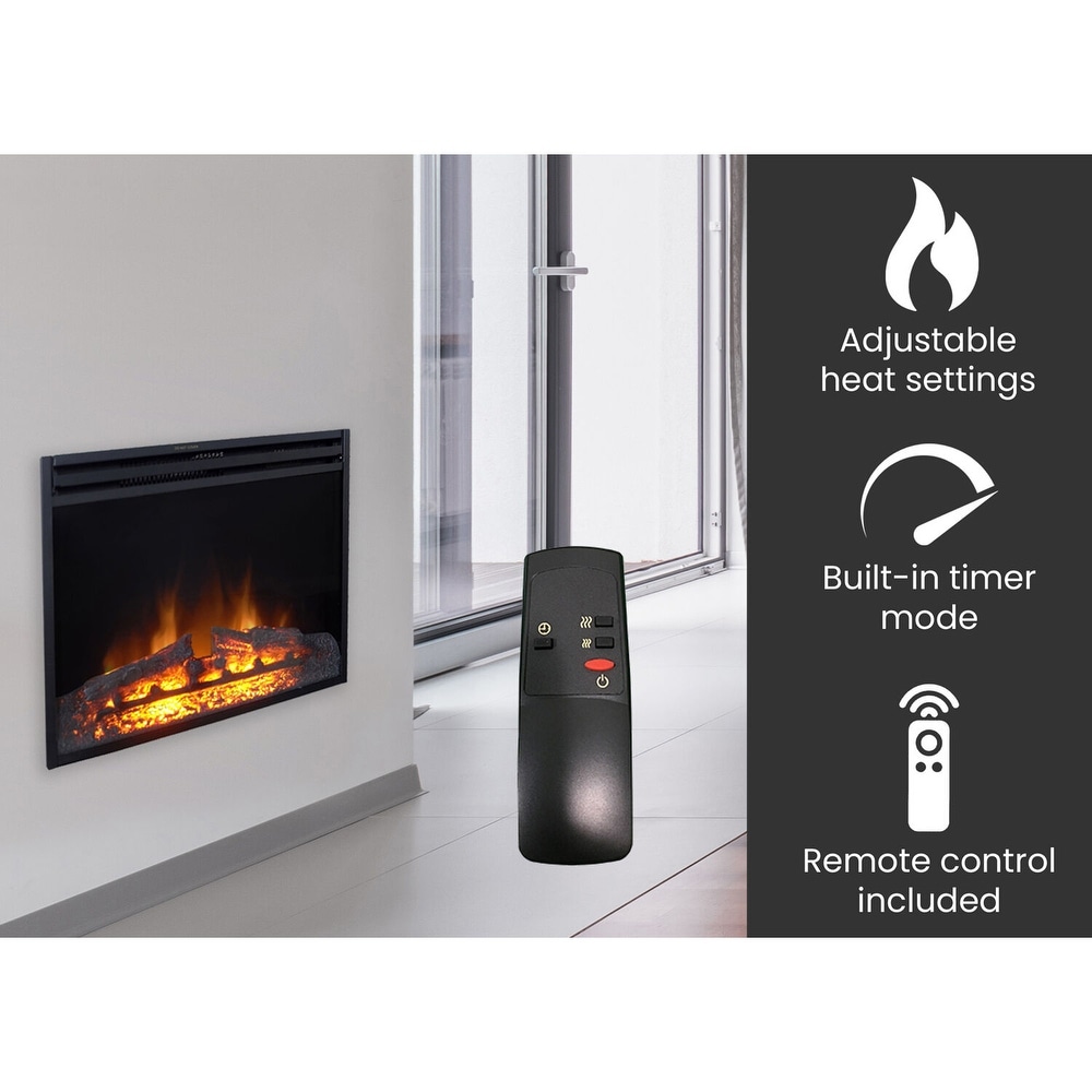 Hanover Fireside 28 In. Freestanding 5116 BTU Electric Fireplace Heater Insert with Remote Control and Timer   28 Inch