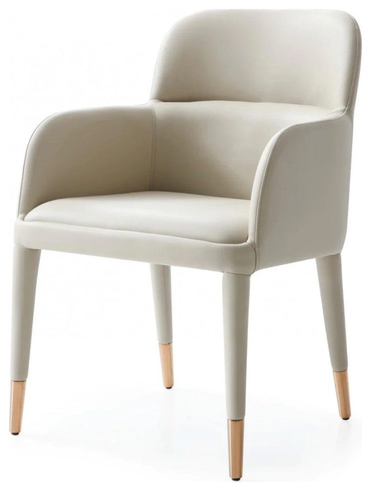 Sulley Modern Beige Eco Leather Dining Arm Chair  Set of 2   Midcentury   Dining Chairs   by Rustic Home Furniture Deco  Houzz