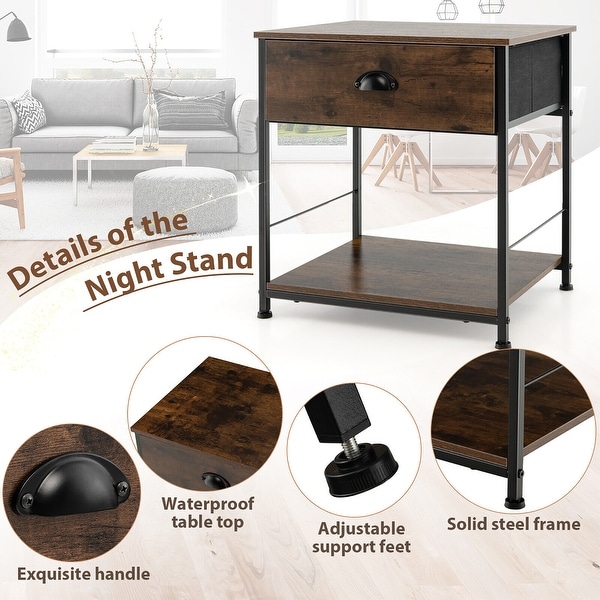 Gymax 2-tier Nightstand Bedside End Sofa Coffee Table for Bedroom