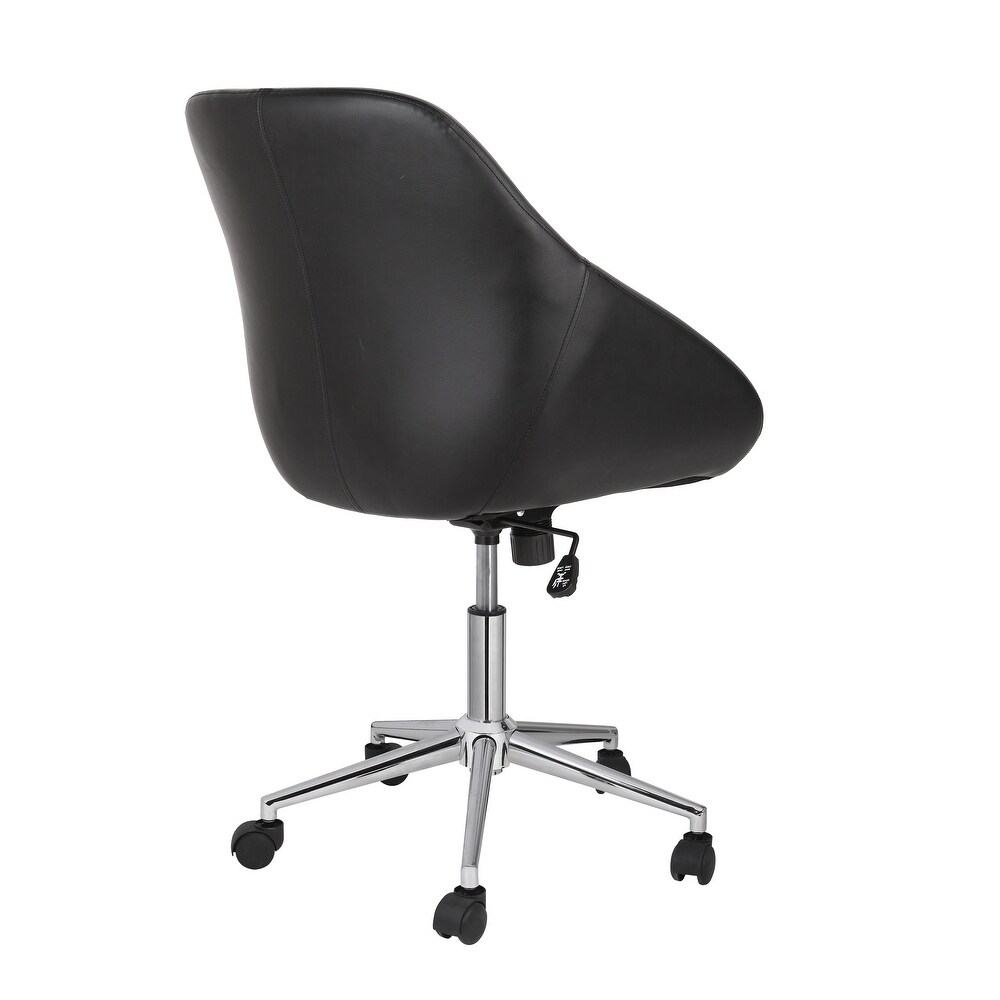 Porthos Home Hayes Swivel Office Chair  Chrome Base  PU Leather