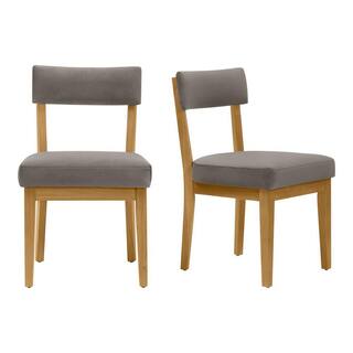 Home Decorators Collection Modern Gray Velvet Upholstered Dining Chairs with Sandy Oak Wood Accents (Set of 2) KW-583360