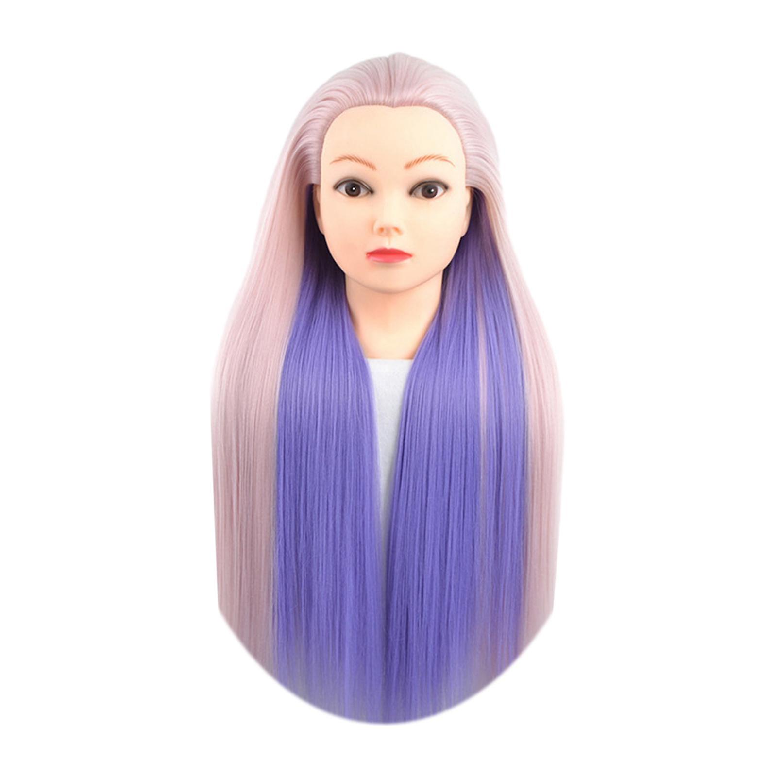 Manikin Cosmetology Doll Head Mannequin Head For Hair Curling Winding Makeup Violet Pink