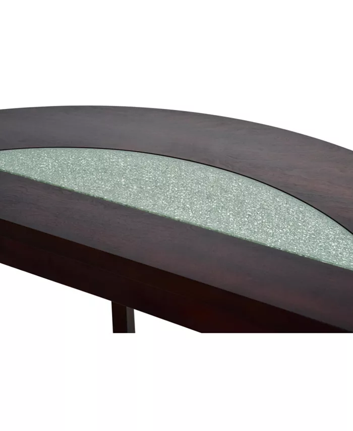 Steve Silver Rafael 45 Demilune Merlot Wood Sofa Table with Cracked Glass Insert