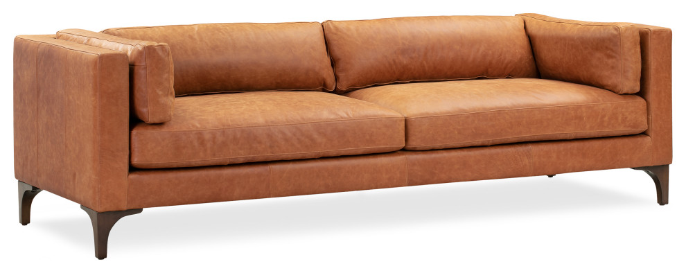 Poly and Bark Argan Sofa  Cognac Tan   Midcentury   Sofas   by Edgemod Furniture  Houzz