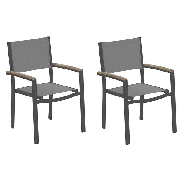 Oxford Garden Travira Titanium Sling Armchair with Vintage Tekwood Armcaps