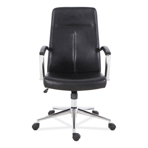 Workspace by Alera Leather Task Chair， Supports Up to 275 lb， 18.19 to 21.93 Seat Height， Black Seat， Black Back (WS4116)