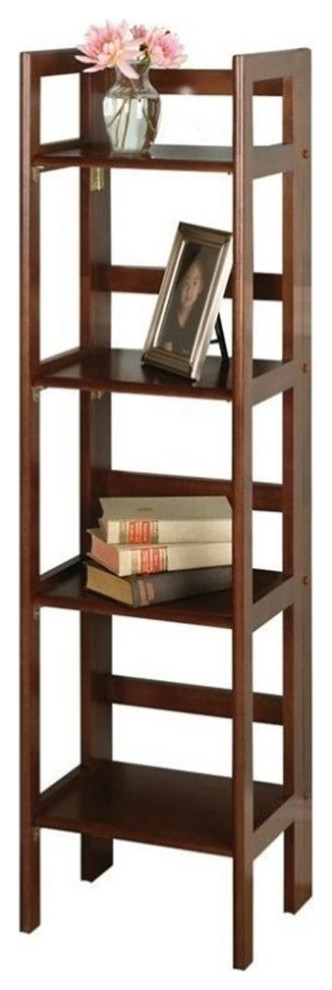 Winsome 4 Tier Folding Shelf in Antique Walnut   Transitional   Bookcases   by Homesquare  Houzz