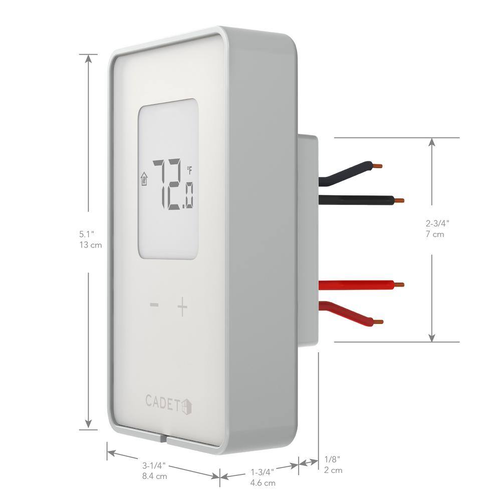 Cadet Double-pole 10.4 Amp Line Voltage 120240208-volt TEN Non-programmable Electronic Wall Thermostat in White TEN252DW