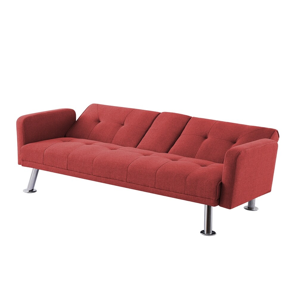 Convertible Folding Sofa Bed Loveseat with Armrest   Tufted Back  Modern Fabric Sleeper Sofa Couch for Living Room