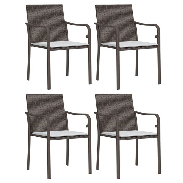 vidaXL Patio Dining Set Table and Chair with Cushions Poly Rattan and Steel