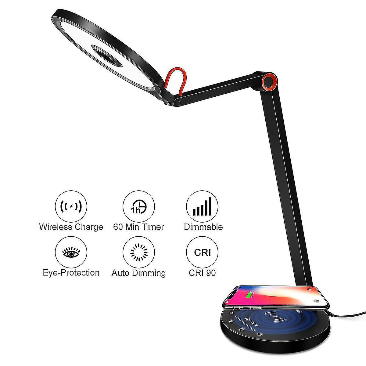 Yunlights 15w Led Table Lamp Wireless Dimmable Desk Light Touch Control Eye Protection Reading Light With Us Plug