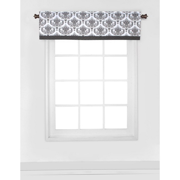 Bacati Classic Damask White black Window Valance