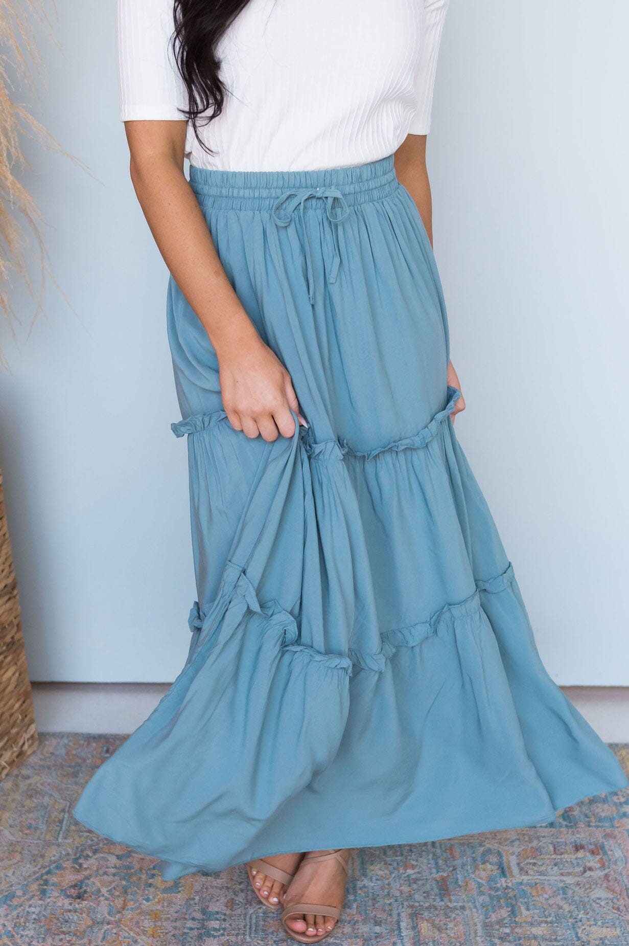 Farmers Market Modest Tiered Maxi Skirt