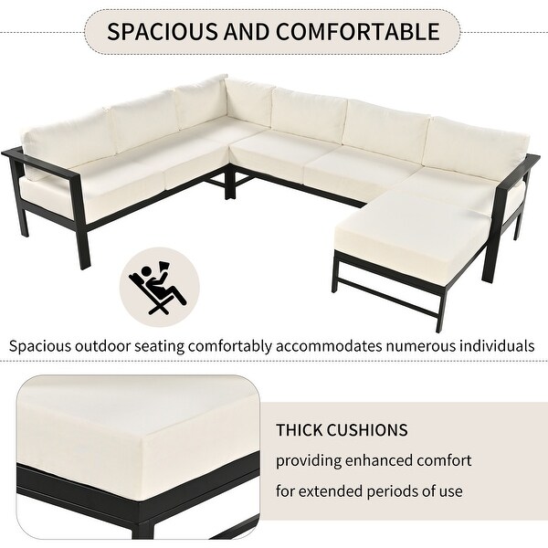 6Seater UShaped Outdoor Sectional Sofa Set with Aluminum Frame