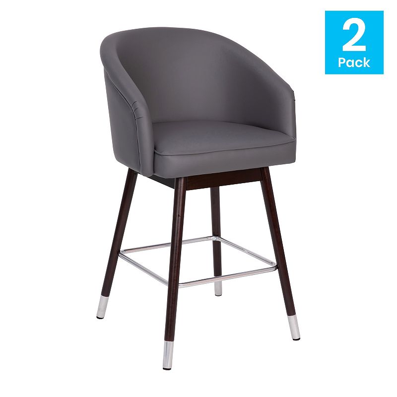 Emma and Oliver Arsinoe Upholstered Counter Height Dining Stool with Wood Frame - Set of 2