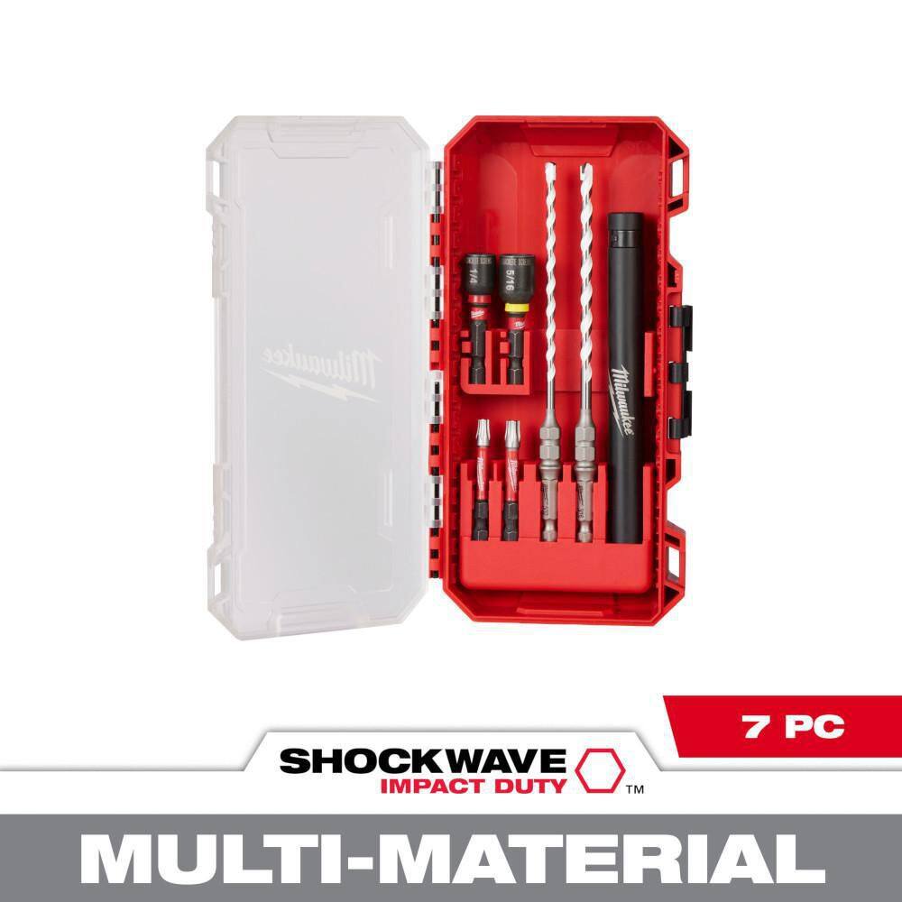 MW SHOCKWAVE Impact-Duty Multi-Material Concrete Screw Installation Kit (7-Piece) 48-20-8877