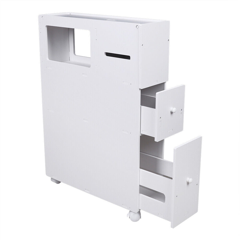 Bath Bathroom Toilet Slim Floor Cabinet Storage Cupboard Save Space & 2 Drawer Toilet Bathroom Cabinet Holder Floor Storage Shelf Organizer Bedroom Cupboard Bathroom Storage Cabinet Floor