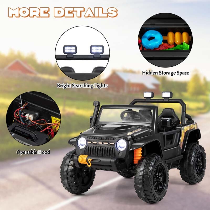 Parent-Child Ride On Truck, 12V 10AH Battery Powered RC Riding Toy Car with Trunk & Suspension Springs