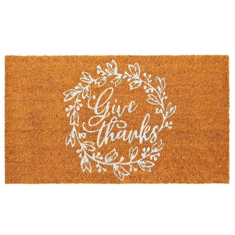 Thanksgiving Welcome Mat for Front Door， Outdoor Fall Rug for Porch， Give Thanks (30 x 17 In)