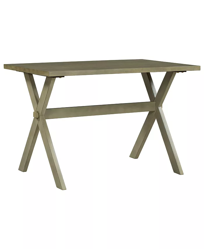 Simplie Fun Farmhouse Rustic Wood Kitchen Dining Table with X-shape Legs Gray Green