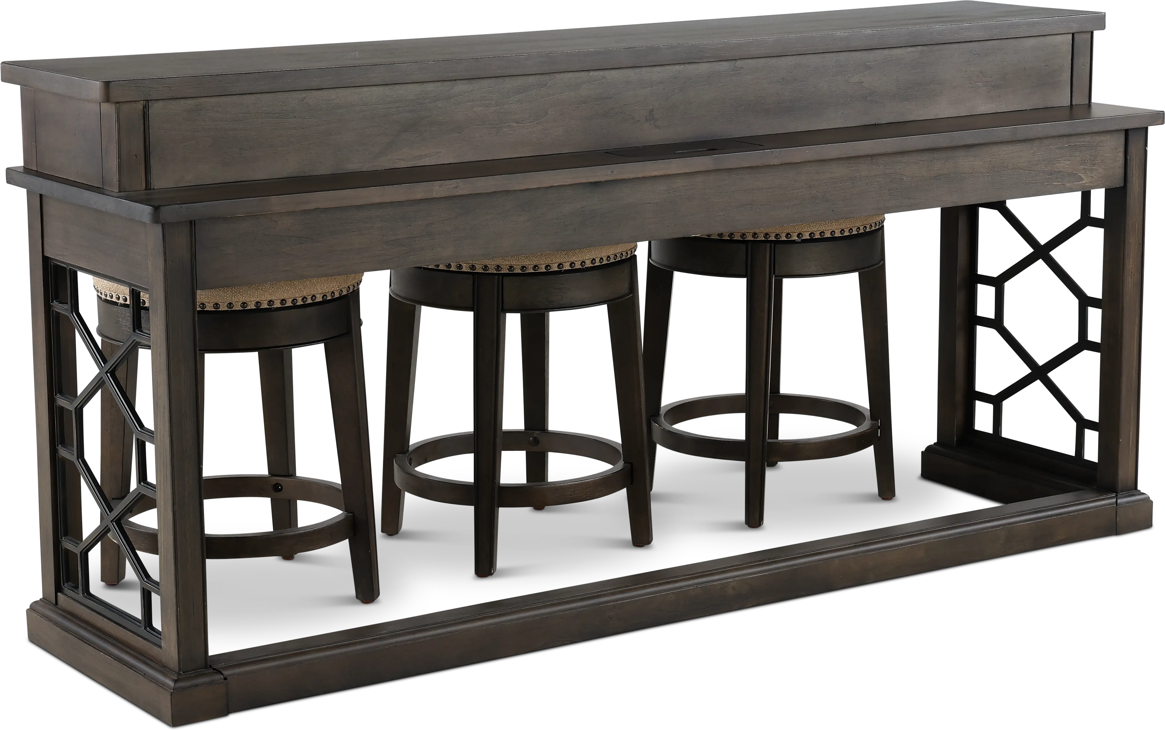 Sun Smokey Gray Console Table with 3 Barstools