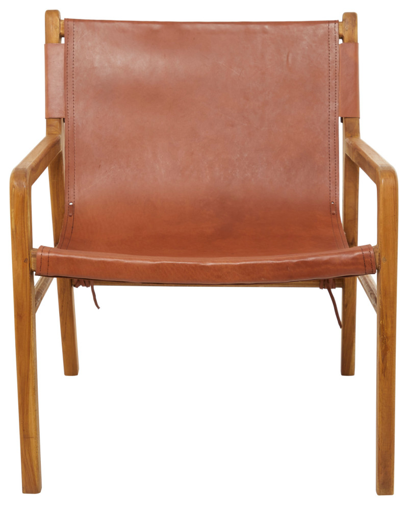 Brown Leather Modern Accent Chair  25 quotx27 quotx31 quot  Midcentury   Armchairs And Accent Chairs   by Brimfield  ampMay  Houzz