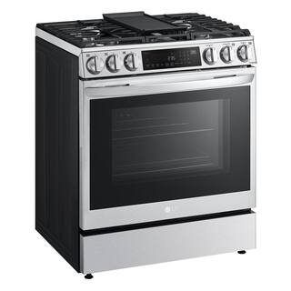 LG 6.3 cu. ft. Slide-in Gas Range with EasyClean Instaview and Air Fry in Printproof Stainless Steel LSGL6335F