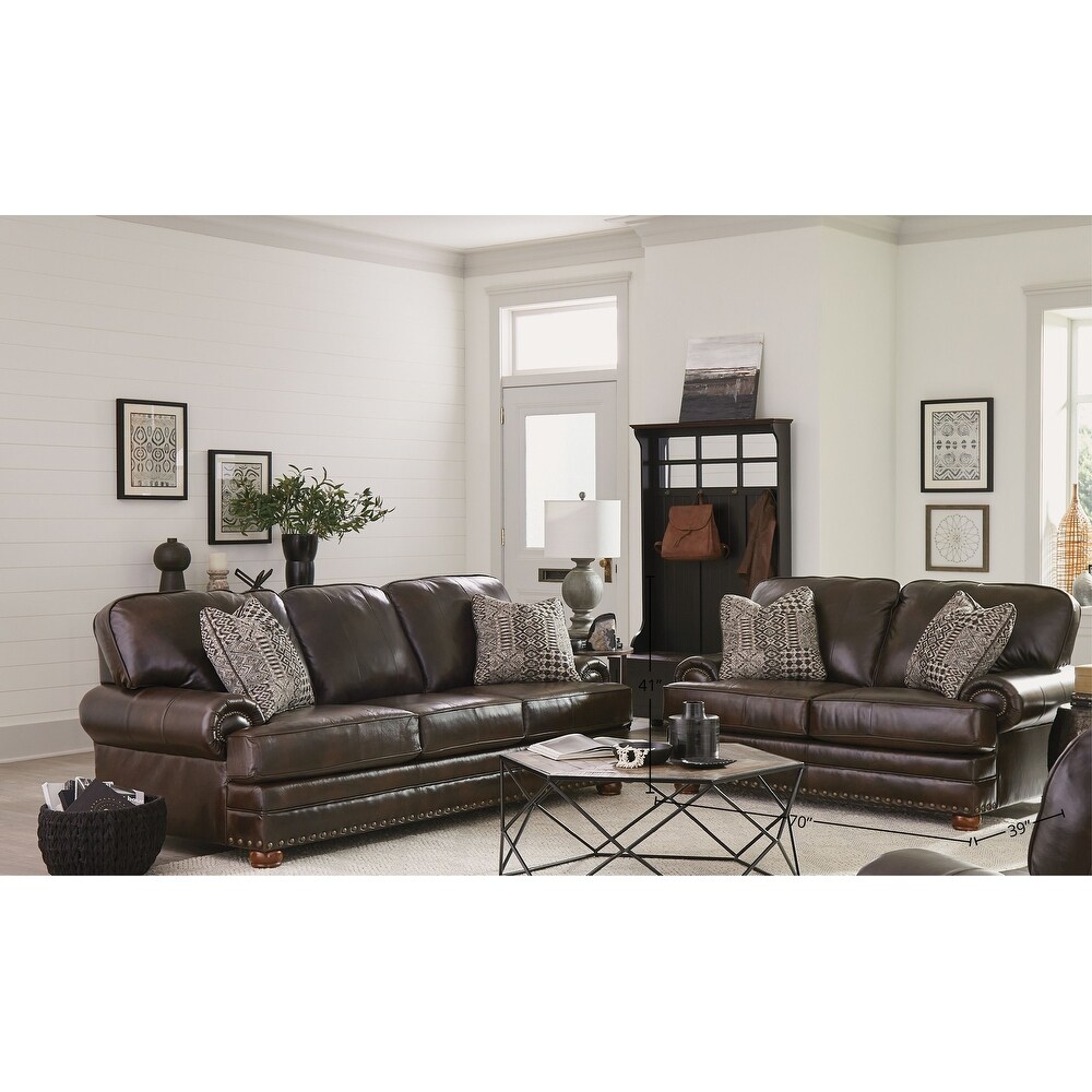 Skelt 2 Piece Set with Italian Leather Sofa and Loveseat  Chocolate