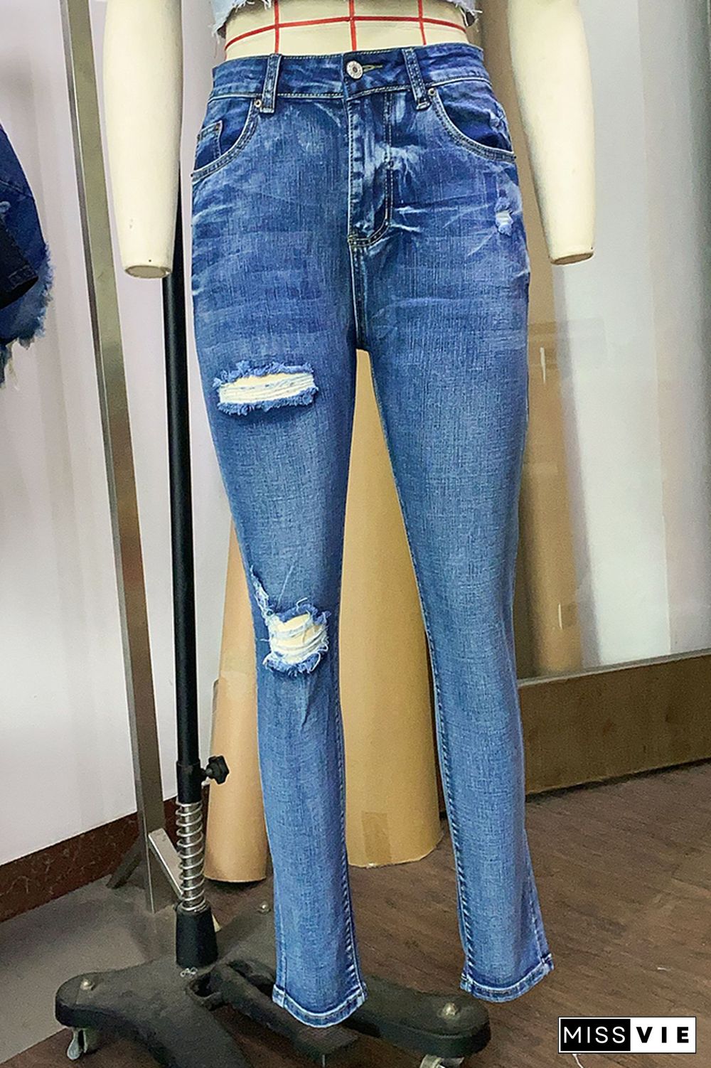 Vintage Ripped Washed Pencil Jeans Wholesale