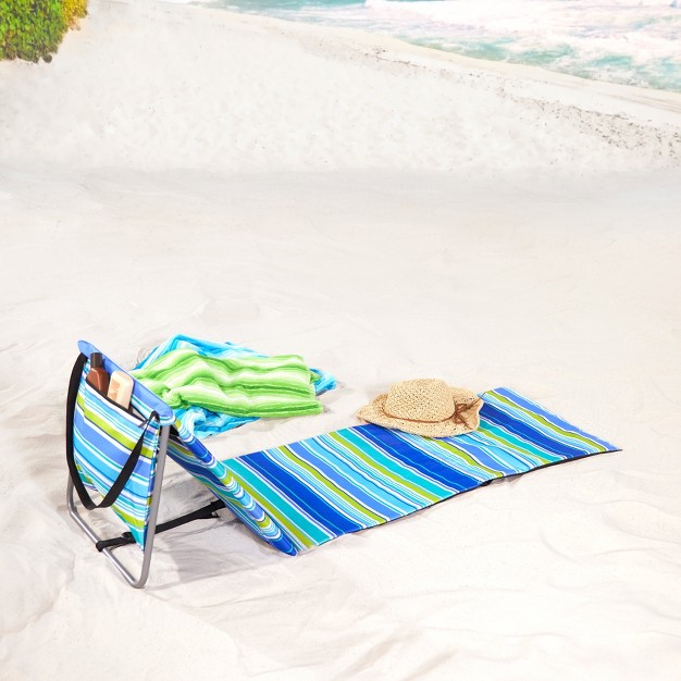 The Lakeside Collection Beach Lounger Portable Folding Chair Striped