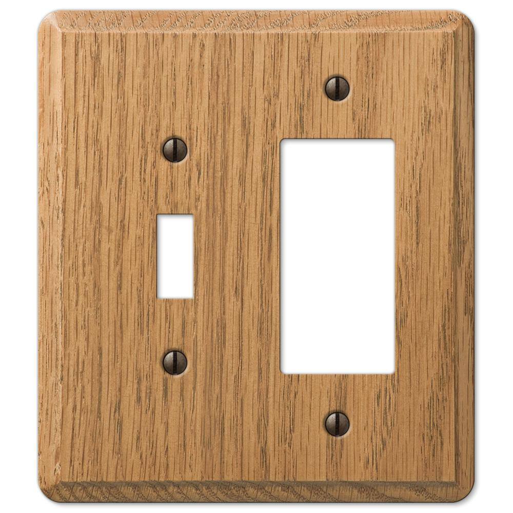 AMERELLE Contemporary 2 Gang 1-Toggle and 1-Rocker Wood Wall Plate - Light Oak 901TRL