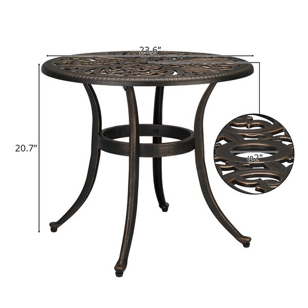 Outdoor Cast Aluminum Dining Table with Umbrella Hole