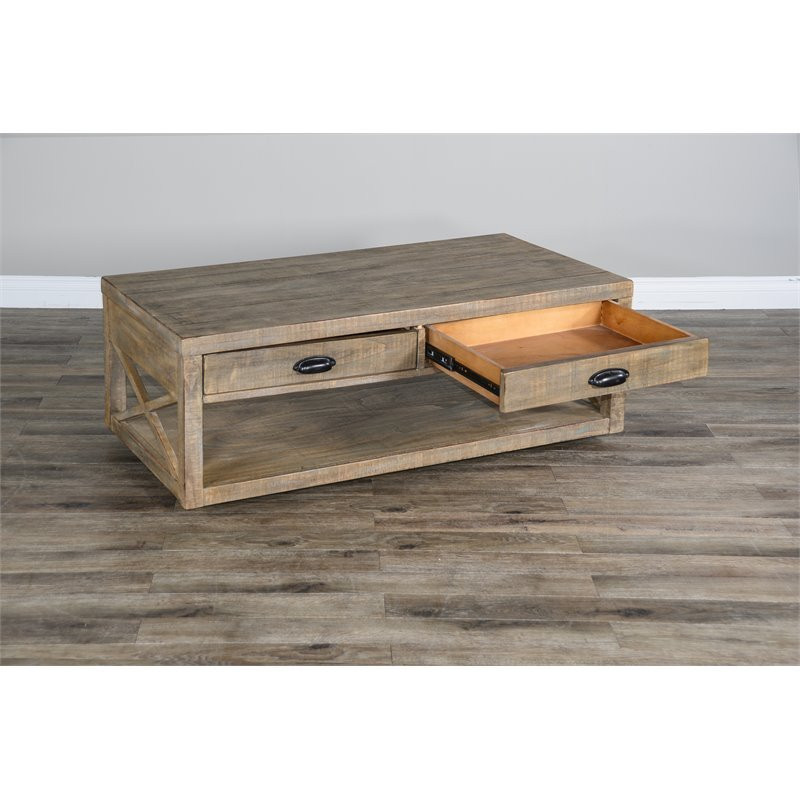 Sunny Designs Durango 48 quotCoastal Wood Cocktail Table in Weathered Brown   Farmhouse   Coffee Tables   by Homesquare  Houzz