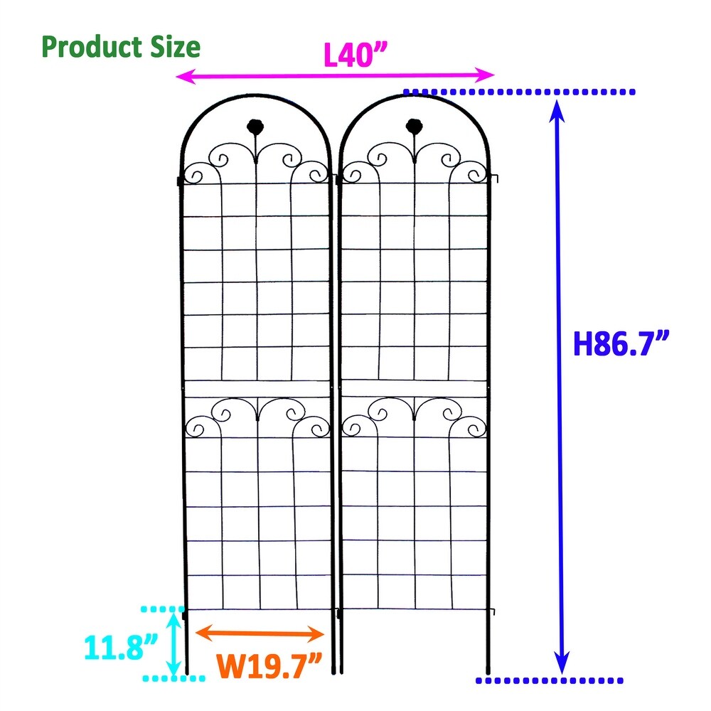 Black 2 Pack Metal Garden Trellis for Climbing Plants Outdoor