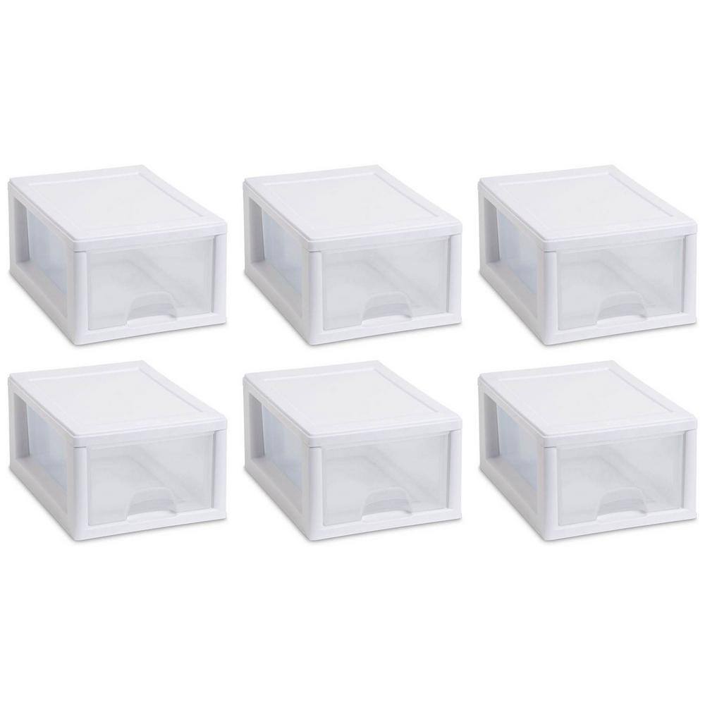 Sterilite Small Box 6 qt. Modular Stacking Storage Drawer Container Closet (6-Pack) 6 x 20518006