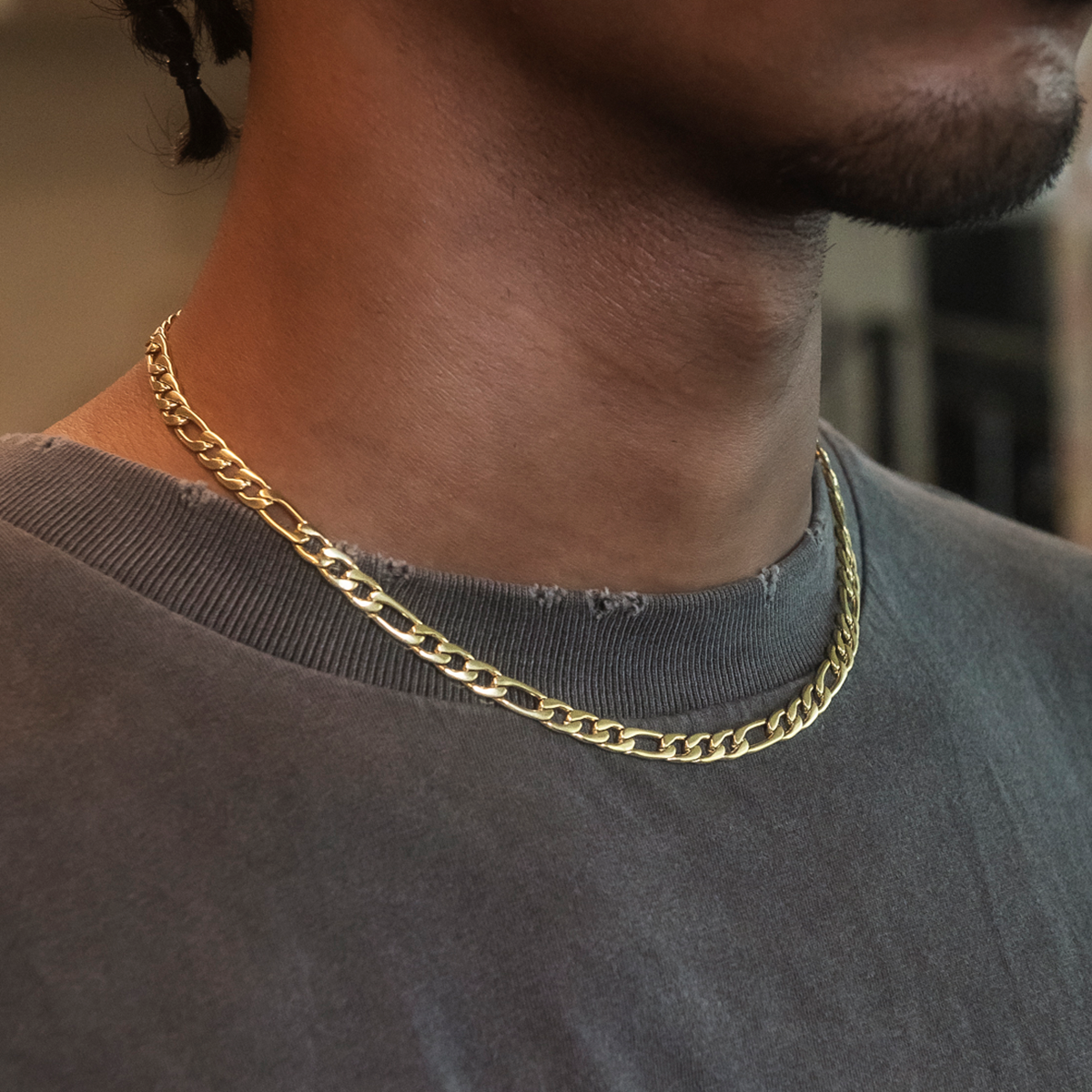 Figaro Chain in Yellow Gold- 6mm