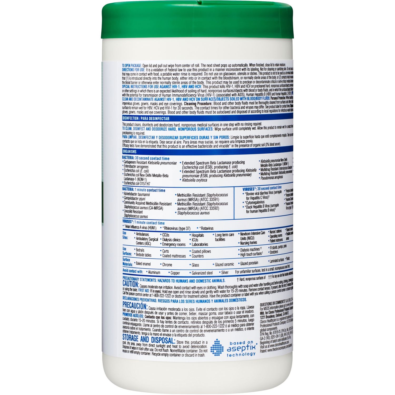 Hydrogen Peroxide Cleaner Disinfectant Wipes by The Clorox Company CLO30824