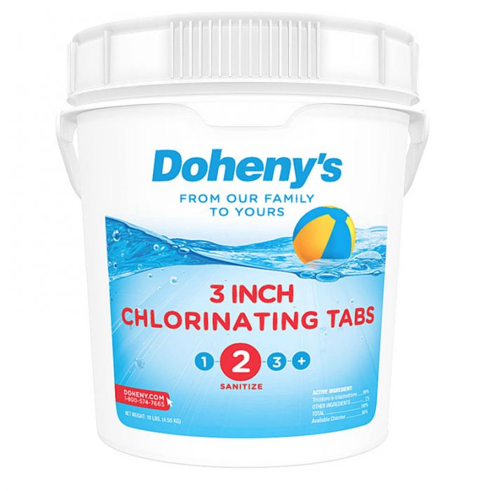 Doheny's 3 Inch Swimming Pool Chlorine Tablets | Pro-Grade Pool Sanitizer | Long Lasting & Slow Dissolving | Individually Wrapped | 99% Active Ingredient, 90% Stabilized Chlorine | 10 LB Bucket