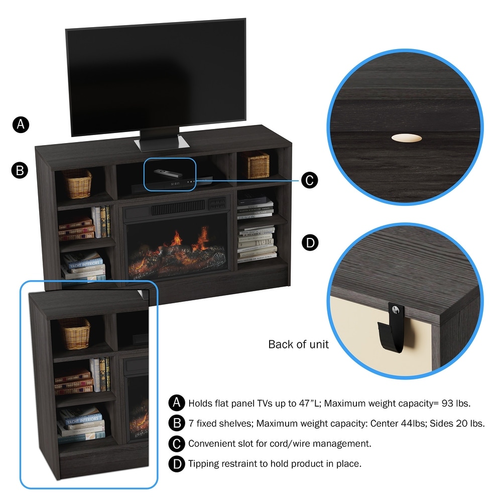 Northwest Electric Fireplace TV Stand  Gray   44 inch