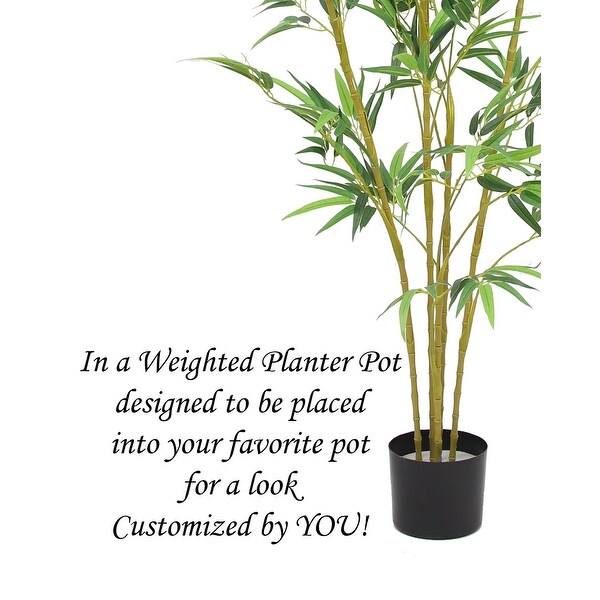 The Mod Greenhouse 60 Artificial Real Touch Bamboo Tree in Black Matte Planter's Pot