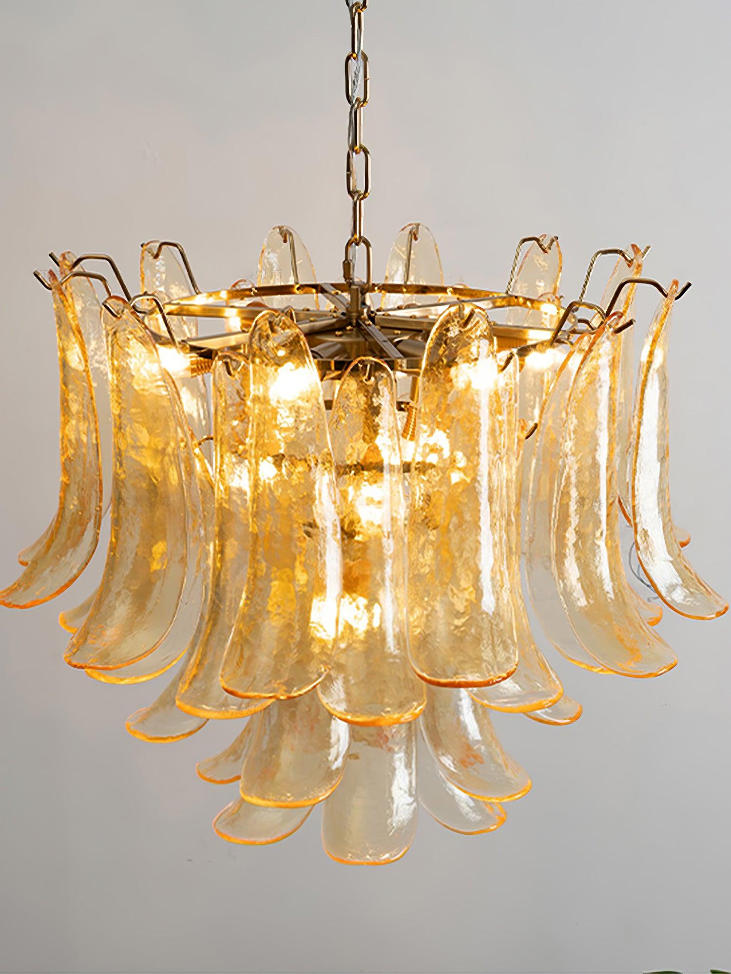 Glass Leaf Cascade Chandelier