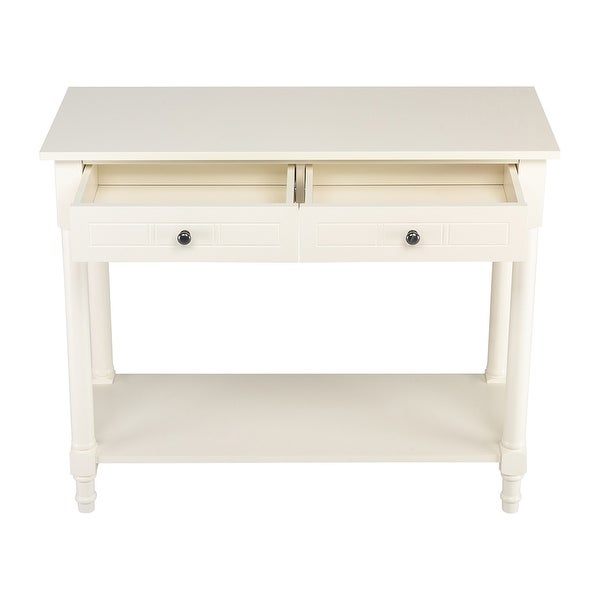 2-Tier Console Table with 2 Drawers， Sofa Table with Storage Shelves