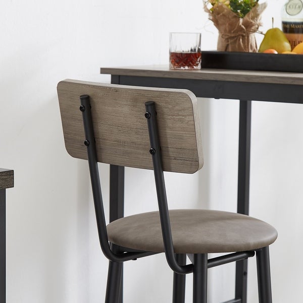 3pcs Industrial Style Bar Table Set with 2 Bar Stools