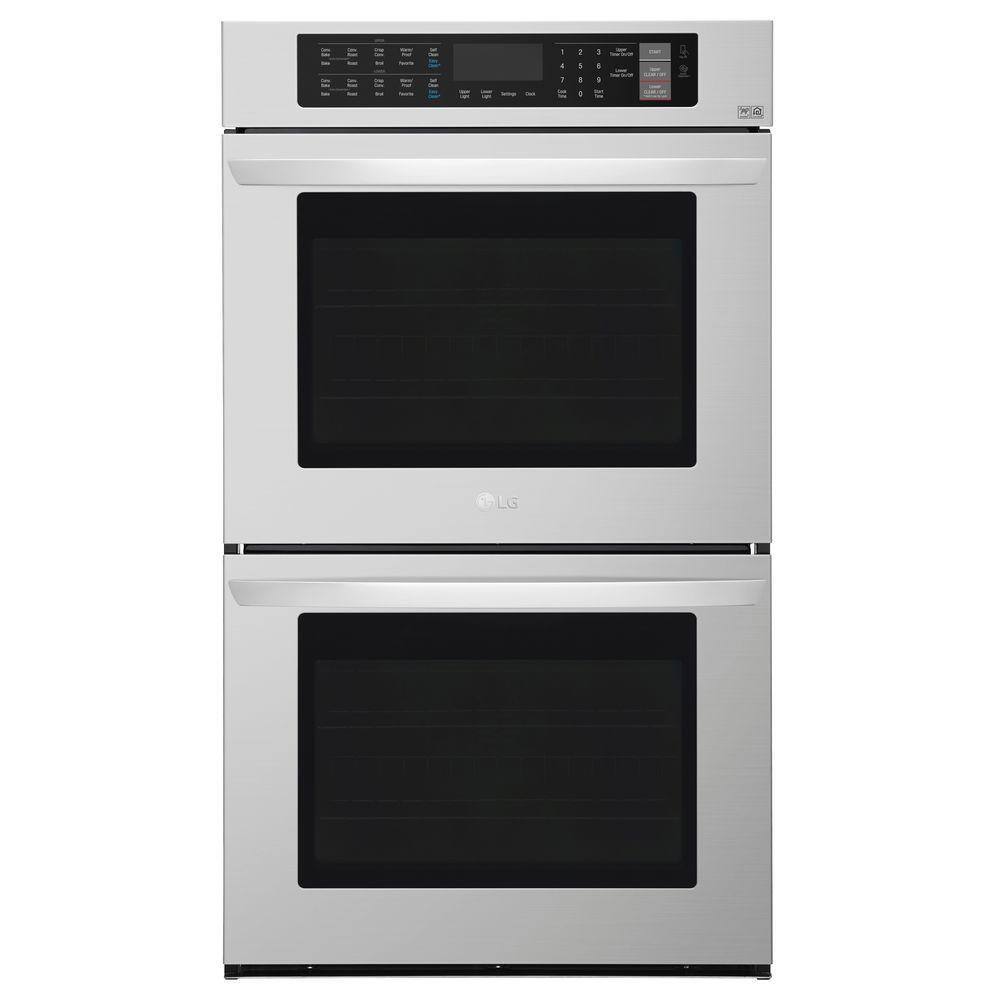 LG 30 in. Double Electric Wall Oven Self-Cleaning with Convection and EasyClean in Stainless Steel LWD3063ST