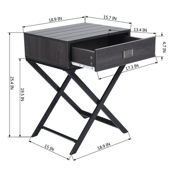 Homylin 24'' Tall Cross Legs End Table with Storage