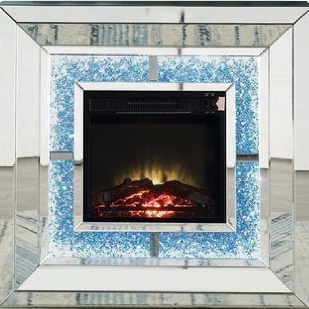 Noe 41 Inch Mirrored LED Electric Fireplace  Touch Panel  Silver