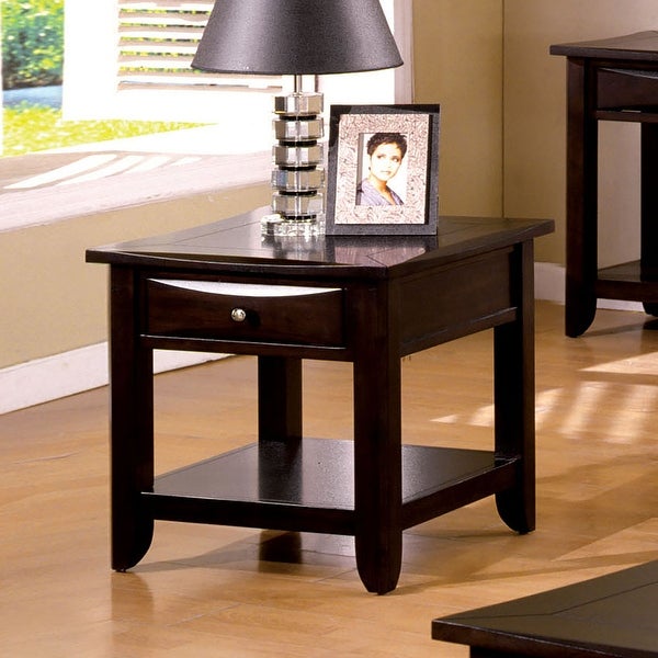 Furniture of America Bolt Traditional Espresso 24-inch 1-shelf Side Table