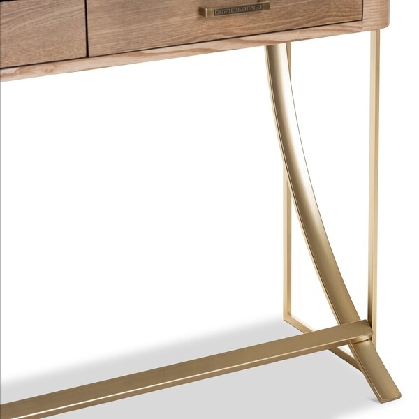 Modern and Contemporary Natural Brown 2-Drawer Console Table