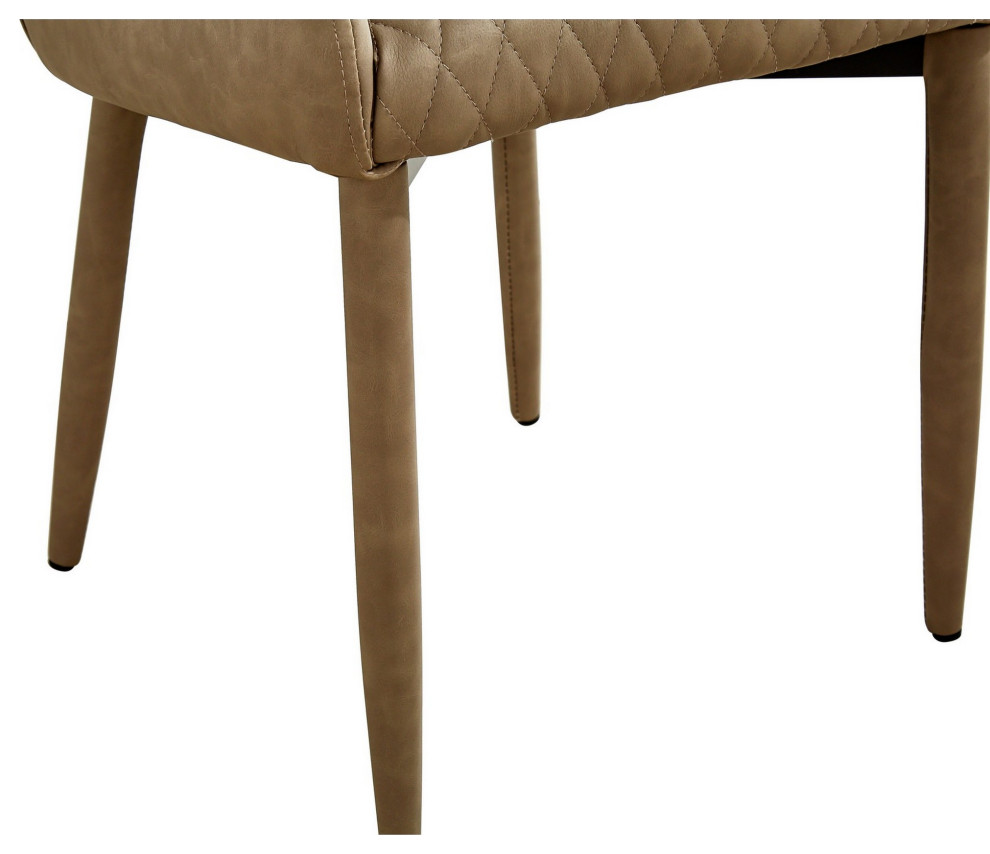 Benzara BM288160 16 quotModern Dining Chair  Beige Vegan Faux Leather  Metal Legs   Contemporary   Dining Chairs   by Uber Bazaar  Houzz