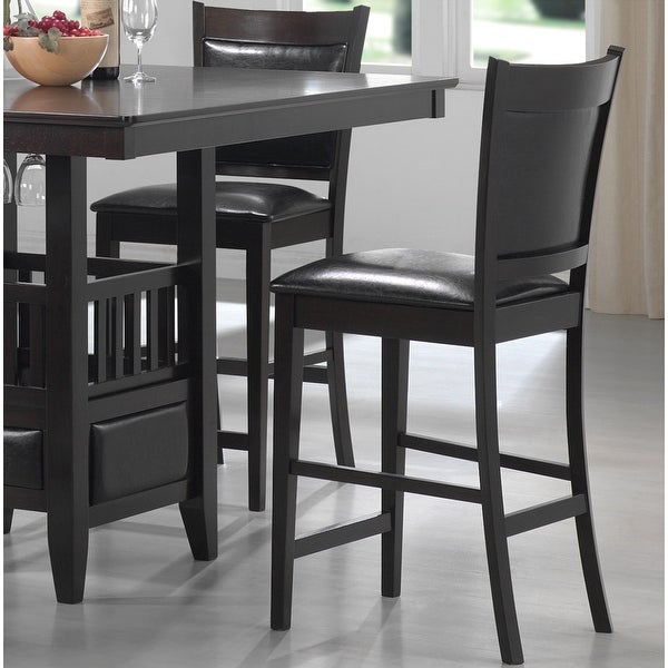 Elegant Wood Frame with Black Leatherette Upholstery Counter Height Dining Stools (Set of 2)